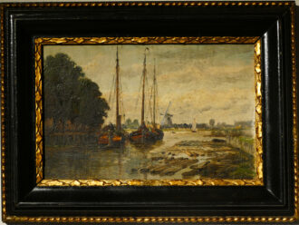 Gemälde, Hafen, Antiquität, Krusemann van Elten, Öl