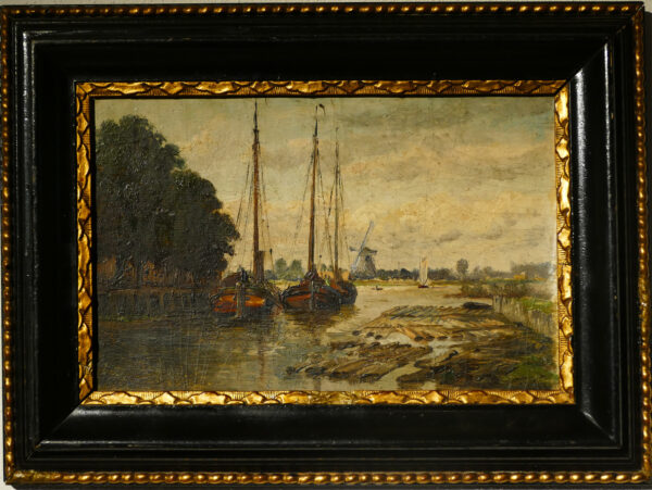 Gemälde, Hafen, Antiquität, Krusemann van Elten, Öl